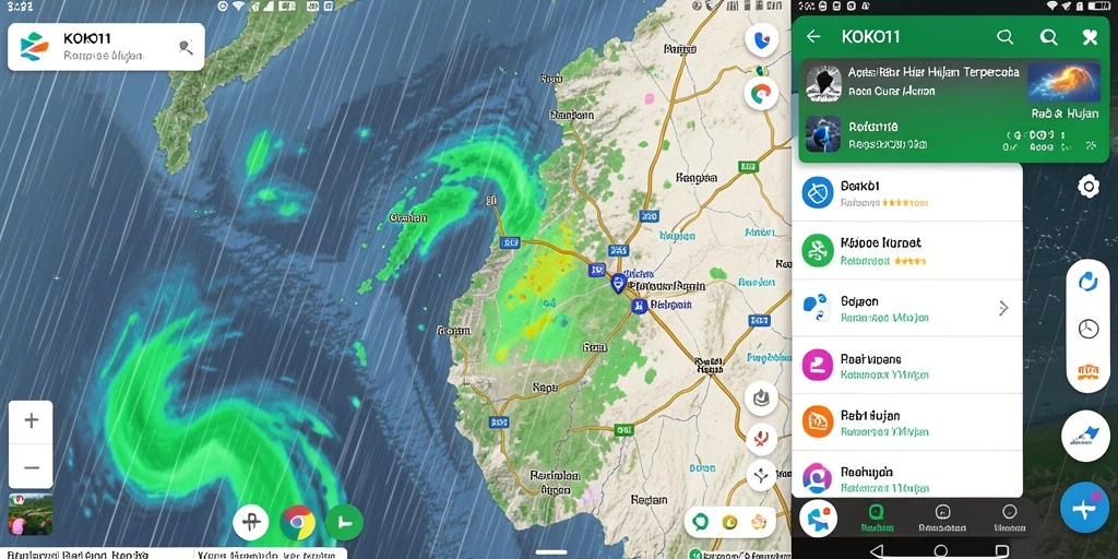 Tampilan antarmuka radar hujan KOKO11 yang informatif dan jelas.