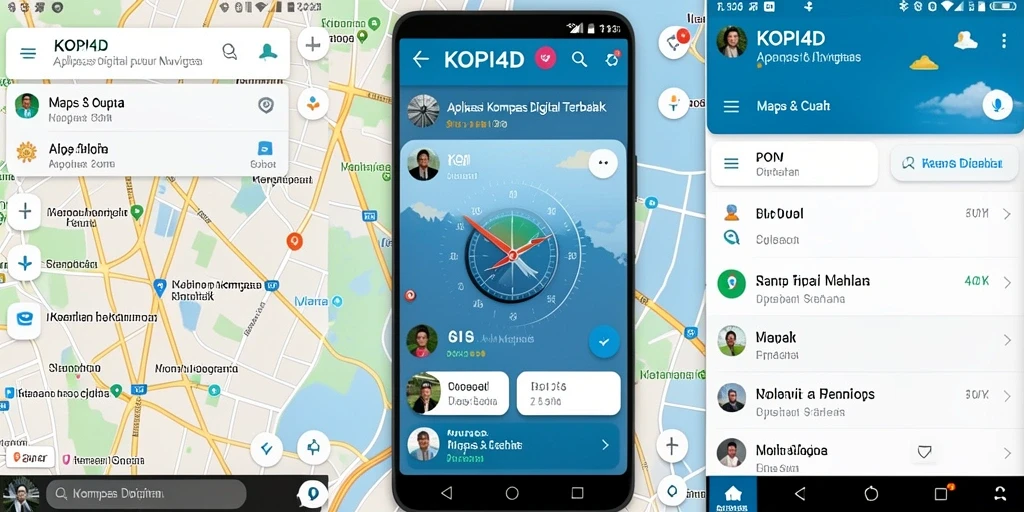 Tampilan antarmuka kompas digital KOPI4D yang user-friendly.