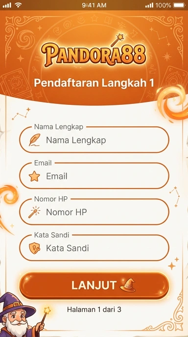 Tampilan halaman daftar pandora88