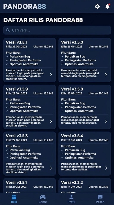 Tampilan riwayat versi pandora88